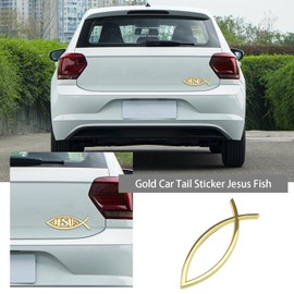 eMagTech 3 Pieces 3D Jesus Fish Stickers 3 Styles Christian Cross Fish Emblem Metal Look Stickers for Car Window Laptop Luggage Refrigerator 140 x 45 x 6mm, Golden