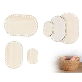 Lhbwhiz 3 Sizes Natural Wood Basket Base, for Crochet, Empty Solid Wood Basket Base, Crochet Basket, Wooden Base, Bag Base with Hole, for DIY Handbag Basket, Crochet Supplies, Home Decoration (Oval)