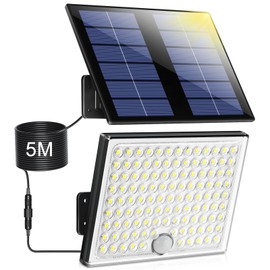 Realky Realky Solarlampen fr Au?en mit Bewegungsmelder, IP65 Wasserdichte Solar Strahler mit 5m Kabel fr Garage, Garten, Hof, Stufen, Haustren