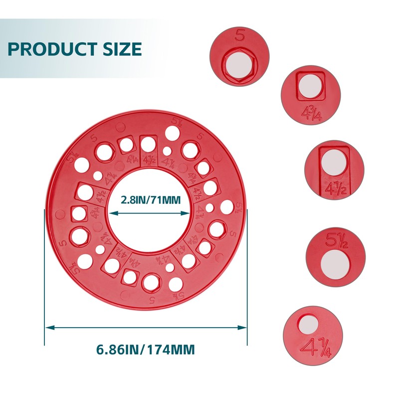 Rifatrio Wheel Bolt Pattern Measuring Tool, 5 Lug Bolt Pattern