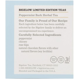 Bigelow Peppermint Bark Herbal Tea Bags, 18 Count Box (Pack of 6) Caffeine Free Herbal Tea, 108 Tea Bags Total