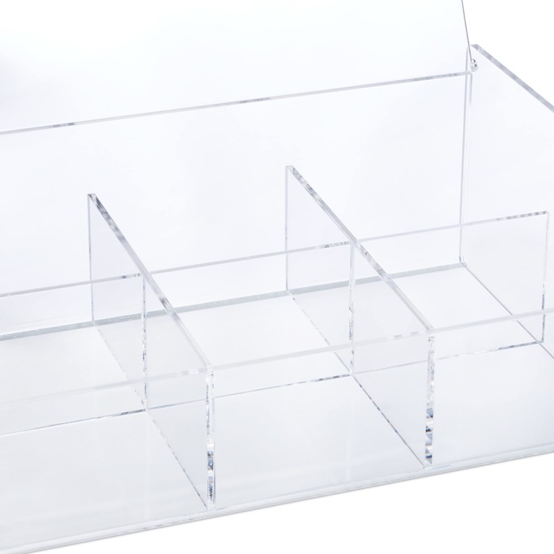 Relaxdays Acrylic Tea Box, 6 Compartments, Tea Caddy with Lid,
