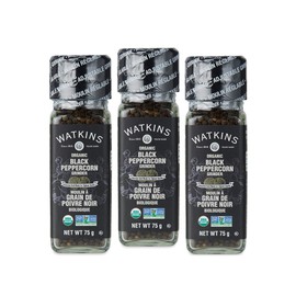Watkins Organic Black Peppercorn Grinder, 2.6 Ounce, 3 Count