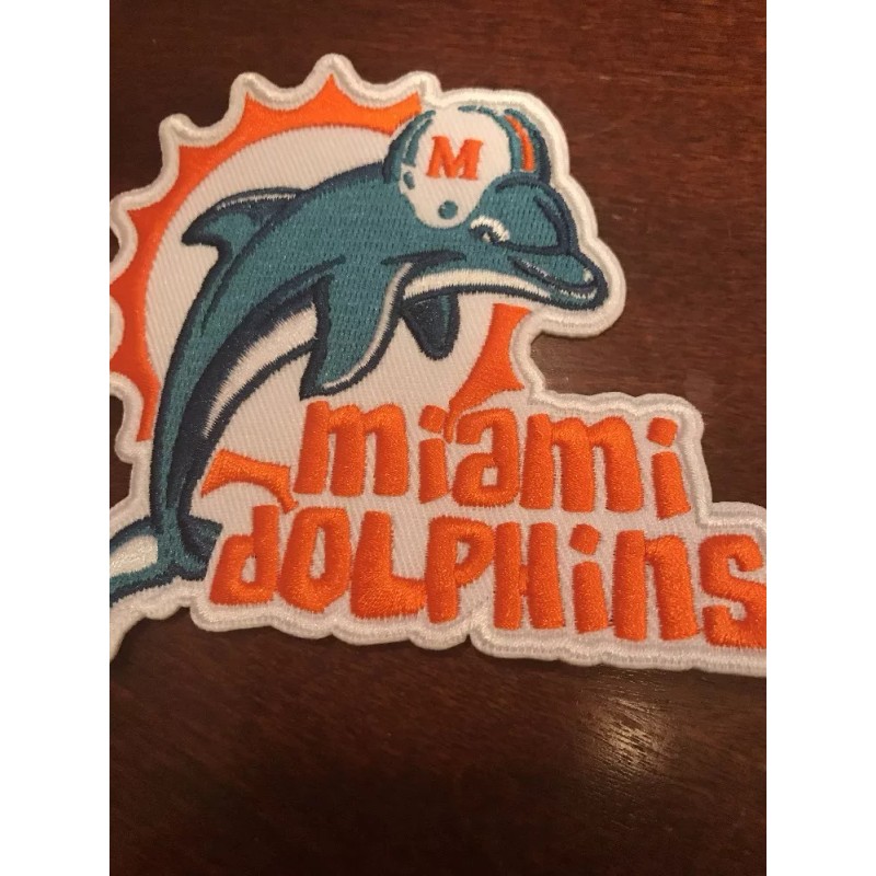 Unbranded MIAMI DOLPHINS Vintage Embroidered Iron On Patch RARE 4"