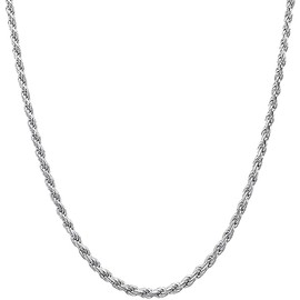 Savlano 925 Sterling Silver 2.5mm Solid Italian Rope Diamond Cut Twist Link Chain Necklace With a Gift Box For Men & Women - Made in Italy (24, 2.5mm)