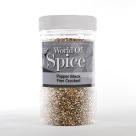 World of Spice Fine Cracked Black Pepper 370g Catering Jar – Premium 100% Natural Grinder Refill Seasoning and Cooking Spices for Home Cooks & Commercial Kitchens