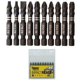 10 x SabreCut SCPC50_10 50mm PZ2 PZ3 PH2 PH3 SL7 T15 T20 Impact Screwdriver Driver Bits Set Single Ended Pozidriv POZI Phillips No.2 No.3 Slotted No.7 Torx 15 12 Heavy Duty Including Storage Box