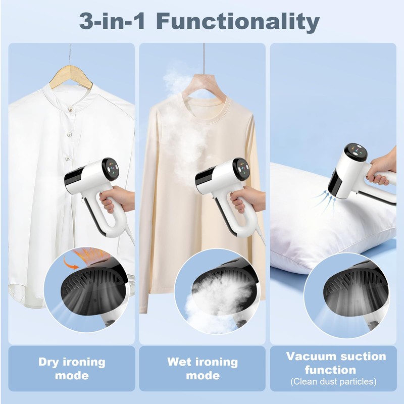 Vacuum Steamer for Clothes, 3 in 1 Steaming & Ironing&