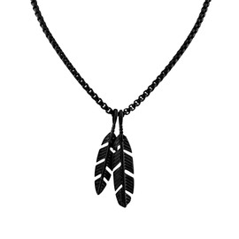 Akitsune Levitas Pendant with 90 cm Chain, Women's Men's Stainless Steel Wing Feather Stylish Necklace, Stainless Steel, No Gemstone