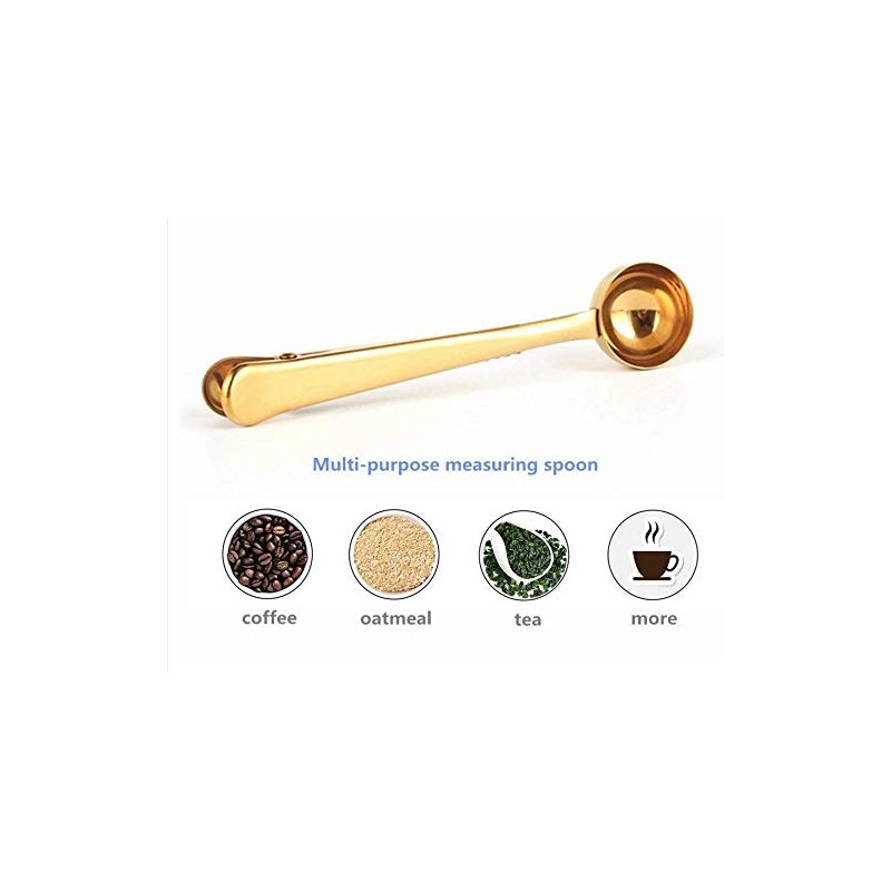 Coffee Scoop with Bag Clip, Stainless Steel Long Handled Tea