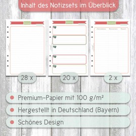 SinnWunder® 50 Sheets Planner Note Set - With Note Pages, Addresses and Password Lists for 6 Ring Binder A5 Size