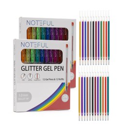 NOTEFUL Glitter Gel Pen Set – Smooth, Vibrant Ink for Art, Journaling, and Crafting with Long-Lasting Sparkle (2 Count (Pack of 24))