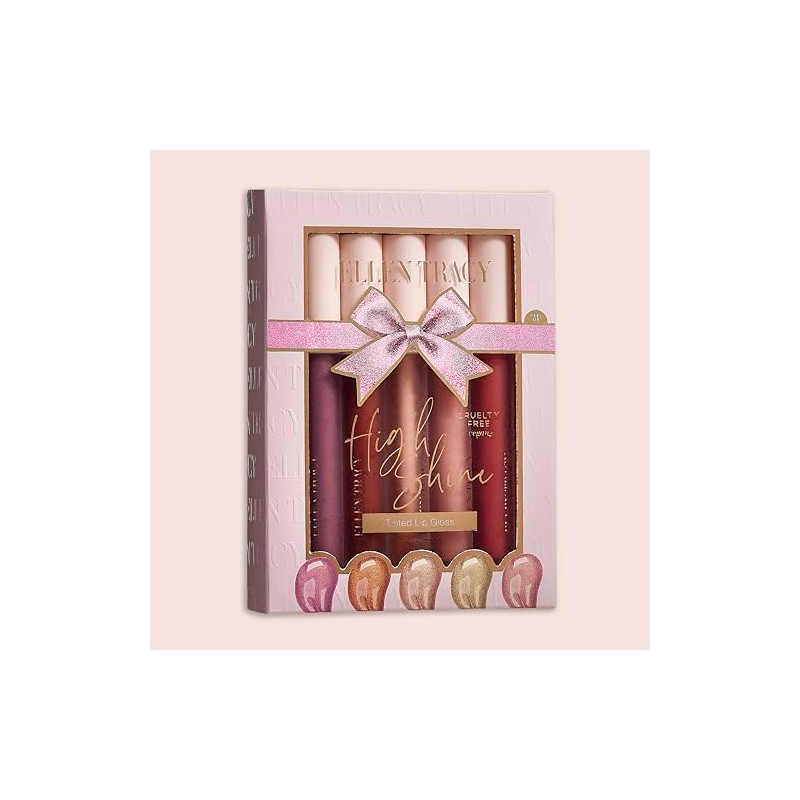 ELLEN TRACY 5-Piece Tinted Lip Gloss Set - Long-Lasting Color,