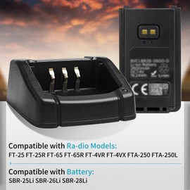 FT-65 Charger SBH-22 Rapid Charger 2025 Upgraded for Yaesu FT-25 FT-25R FT-65R FT-4VR FT-4VX FTA-250 FTA-250L SBR-25Li SBR-26Li SBR-28Li