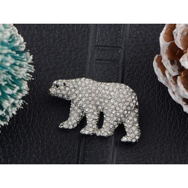 Alilang Women's Polar Bear Brooch Clear Crystals Christmas Winter Holiday Gift Pin Shawl Scarf Brooch