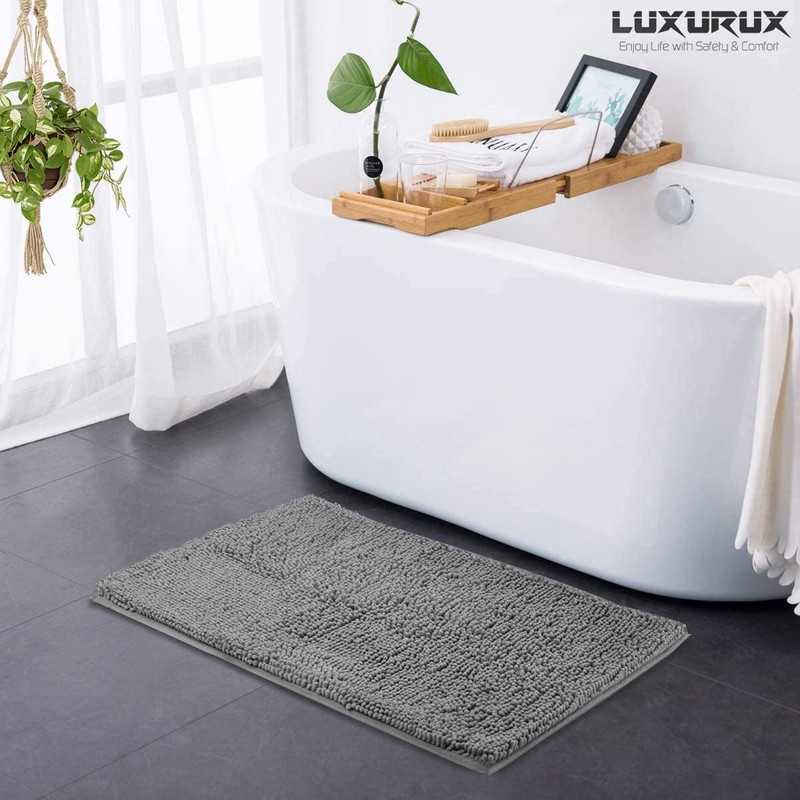 LuxUrux Bath Mat Extra-Soft Plush Bath Shower Bathroom Rug, 1''