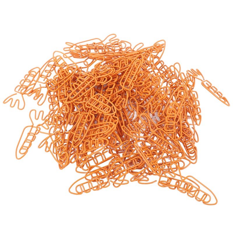 100Pcs Carrot Paper Clips Carrot Shape Strong Metal Anti Slip