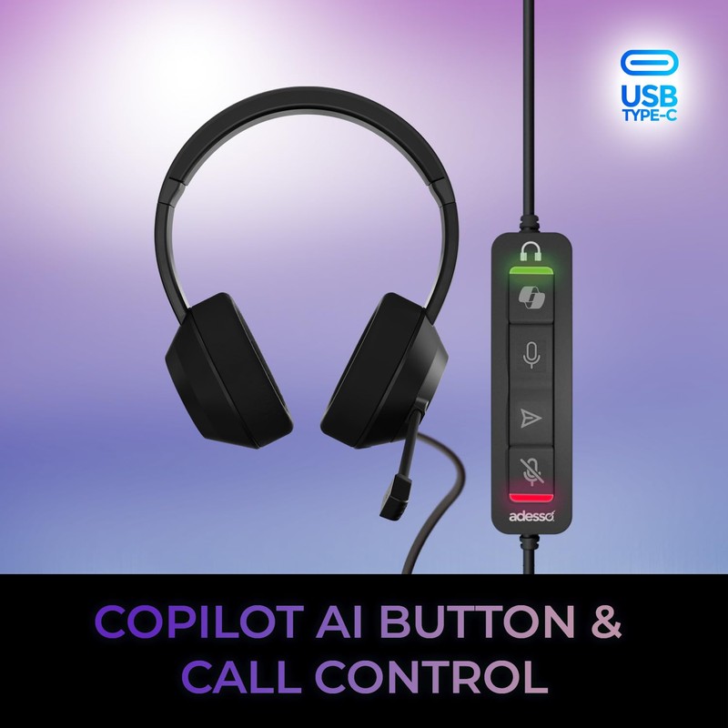Adesso Xtream P7 Wired Stereo Headset with Copilot AI Shortcut