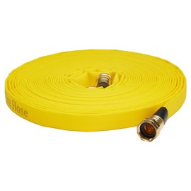 Garden Lay Flat Hose - Forestry Hose - (Garden Hose Couplings) - Service Pressure - 300 PSI (5/8" x 50', Yellow)