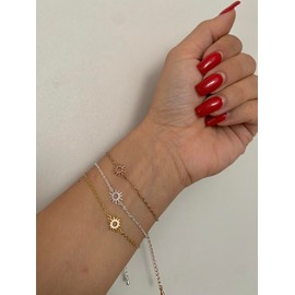 NataschaWoge® Gift Minimalist Sun Best Friend Bracelet Friendship Bracelet Friendship Gold Silver Spiritual Jewellery Sun Hollow Birthday Bracelet Gift Idea, Metal