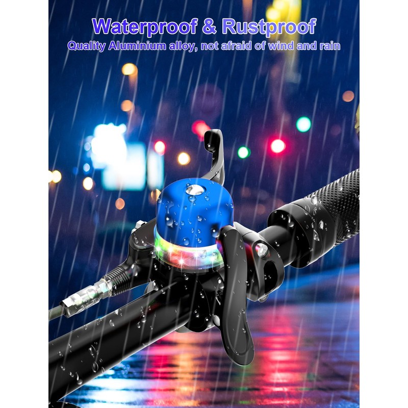 Bike Bell with RGB Lights, Bike Bell for 19-31.8mm Bicycle