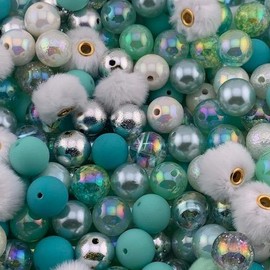 Color Mix 20 Pack 16mm Acrylic Beads for Pen and Key Chain Making - Versatile DIY Supplies for Jewelry Making:_Pure White