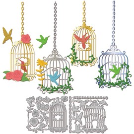 GLOBLELAND Hummingbird Cutting Dies Metal Birdcage Die Cuts Bird Flower Cutting Embossing Templates for Scrapbooking Crafts Paper Cards Making
