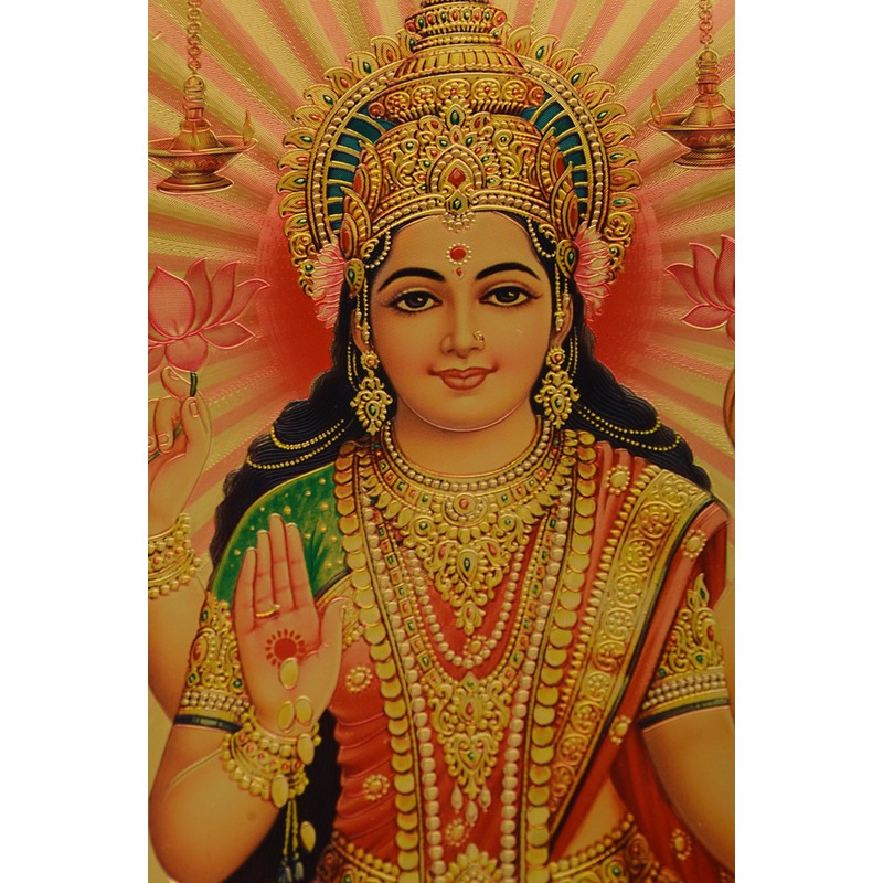 Aone Foil Religious Lakshmi Saraswati and Ganesh Poster, Multicolour, Standard