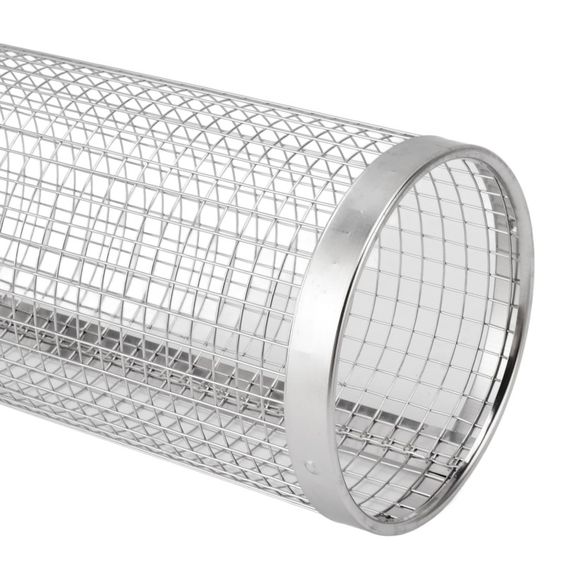 BBQ Net Tube Rolling Grilling Basket Stainless Steel Wire Mesh