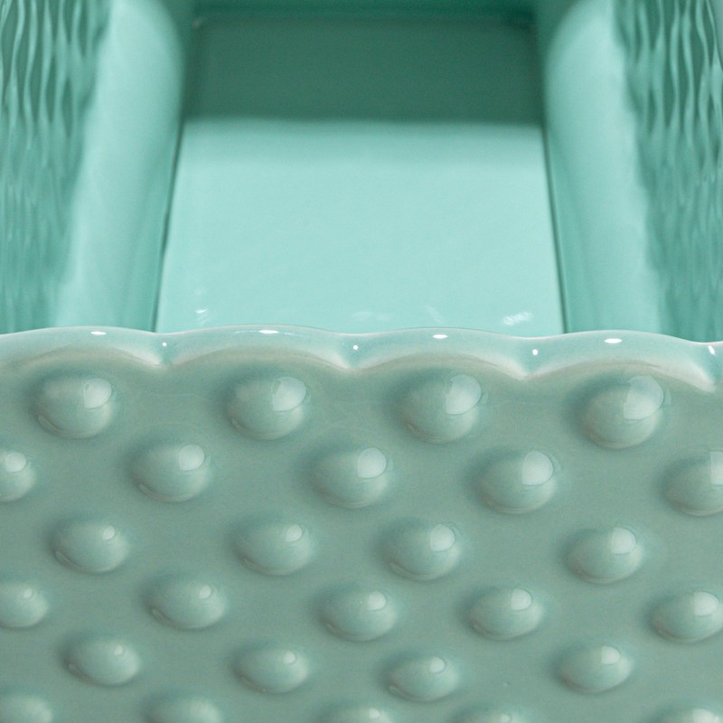 Creative Co-op Ceramic Hobnail Planter with Scalloped Edge and Polka