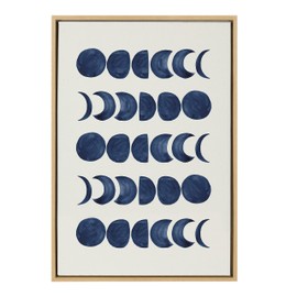 Kate and Laurel Sylvie 901 Moon Phases Framed Canvas Wall Art by Teju Reval of SnazzyHues, 23x33 Natural, Beautiful Astronomy Wall Decor