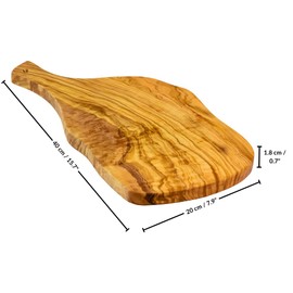 Cleminson® Olive Wood Chopping, Serving and Charcuterie Board Including Carved Handle (40 x 20 cm)