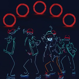 EL Wire Lights Battery Powered 5 by 1 Meter EL Wire Neon Lights 3 Modes 360° Illumination EL Wire Kit Rope Lights Cuttable Electroluminescent Wire for Party DIY Decoration Cosplay Costume (5 Colors)