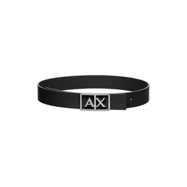 Armani Exchange Women's Simple Look Monocolour Logo Buckle Plate Belt, black