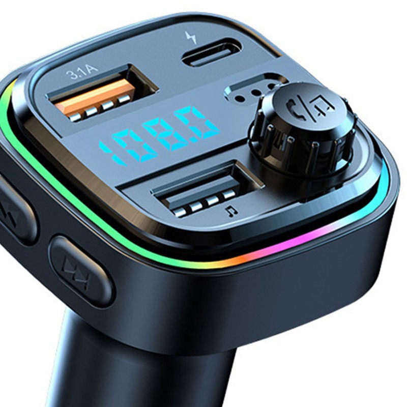FM Transmitter Dual USB 1 Type C Multi Protection RGB