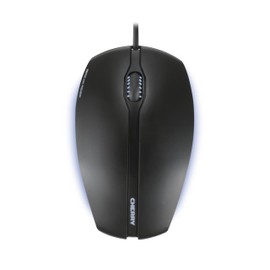 CHERRY GENTIX ILLUMINATED, Wired Mouse, Blue Illuminated Side Panels & Scroll Wheel, 3 Buttons, Optical Sensor (1,000 dpi), Symmetrical Design, Black