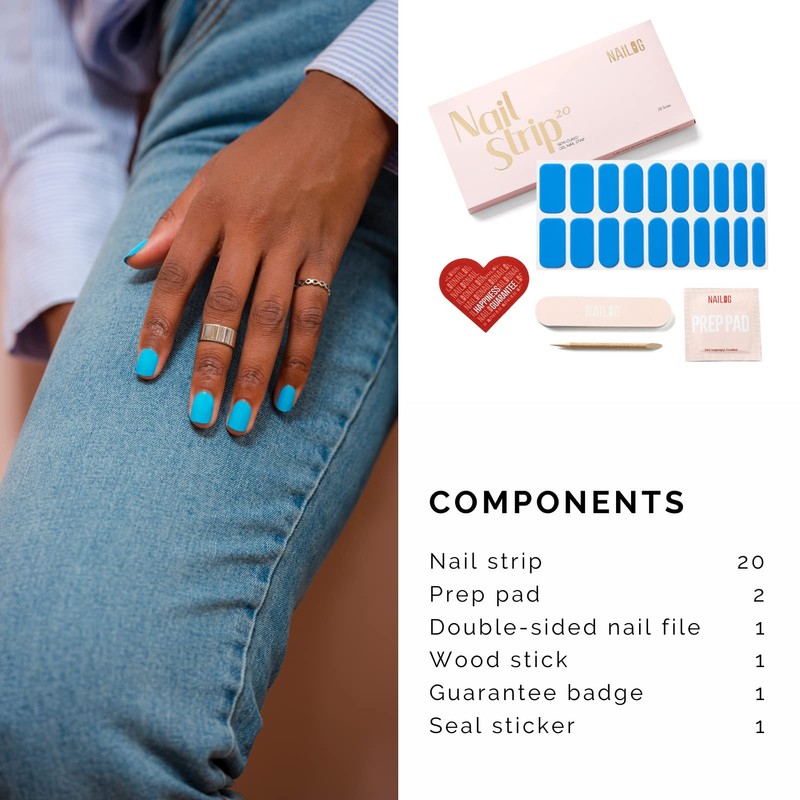 NAILOG Semi-hardened Gel Nail Stickers (20 Sheets), Long Lasting, Salon