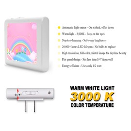 Plug in Dimmable LED Night Light with Dusk to Dawn Auto Sensor, Adjustable Brightness, Warm Light, Auto On-Off Nightlight for Bathroom, Hallway, Nursery, Bedrooms - Rainbow