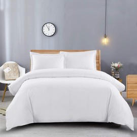 Heavy Soft 100% Cotton Flannel Duvet Covers, 3 Pieces Duvet Cover Set, Button Closer, Thick, Heavy and Ultra Soft Cotton Flannel, White, Full/Queen