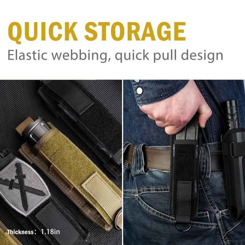 VIPERADE Tactical Flashlight Holster, Molle Flashlight Holder for Belt, Flashlight