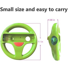 TheMax { 2 Pack ) Wheel Steering wii Controller Design Stand Mario Kart Racing Game Steering Wheel Stand For Wii Game Controller (Green x2)