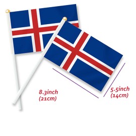 25PCS Iceland Handheld Small Flag, Icelanders Hand held Mini Decor Decoration Banner