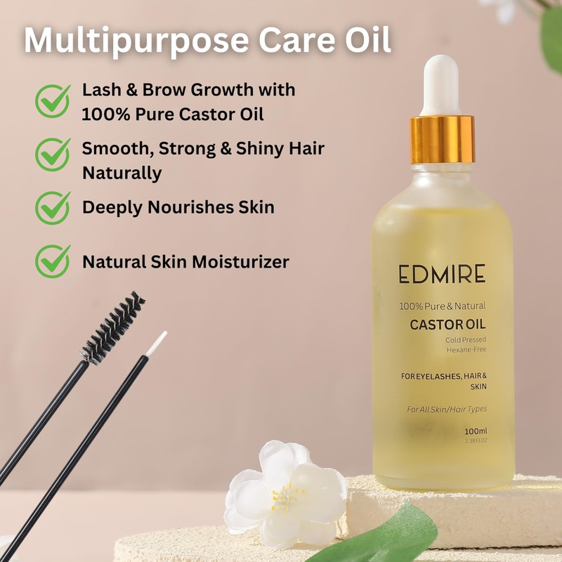 EDMIRE Organic Castor Oil, 100% Pure Cold Pressed Hexane Free