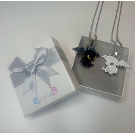 Setoftwo Dragon Matching Necklaces for Couples Lovers Boyfriend Girlfriend Gift Goth Emo Black White Couple Jewelry Boys Girls