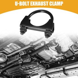 Partuto 1 x 2.01 inch universal car U-bolt exhaust clamp, stainless steel, black