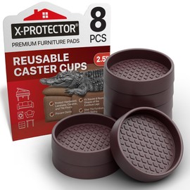Furniture Cups X-PROTECTOR – 2.5" Caster Cups 8 PCS – Round Furniture Coasters – Ideal Bed Stoppers – Non Skid Furniture Pads with a Perfect Design – Rubber Furniture Pads - Protect Any Flooring!