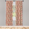 Ambesonne Retro Window Curtains, Sixties and Seventies Style Geometric Round