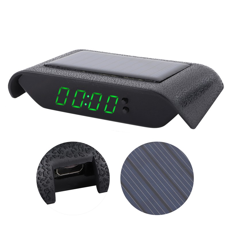 Car Digital Clock Auto Truck Solar Powered Time Date Temperature