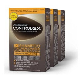 Shampoo y Acondicionador Just for Men, Shampoo Matizador 2 en 1, Desvanecedor de Canas, Paquete de 3, 118 ml