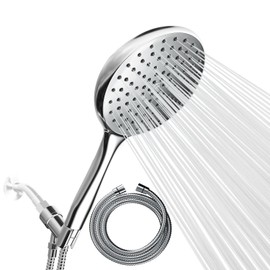 SparkPod High Pressure Handheld Shower Head with Hose- Huge 6-Inch Face- Rain Shower with Extra Long 6 ft. Hose and Premium Adjustable Bracket- Luxury Design -Tool-less 1-Min Installation (Chrome)